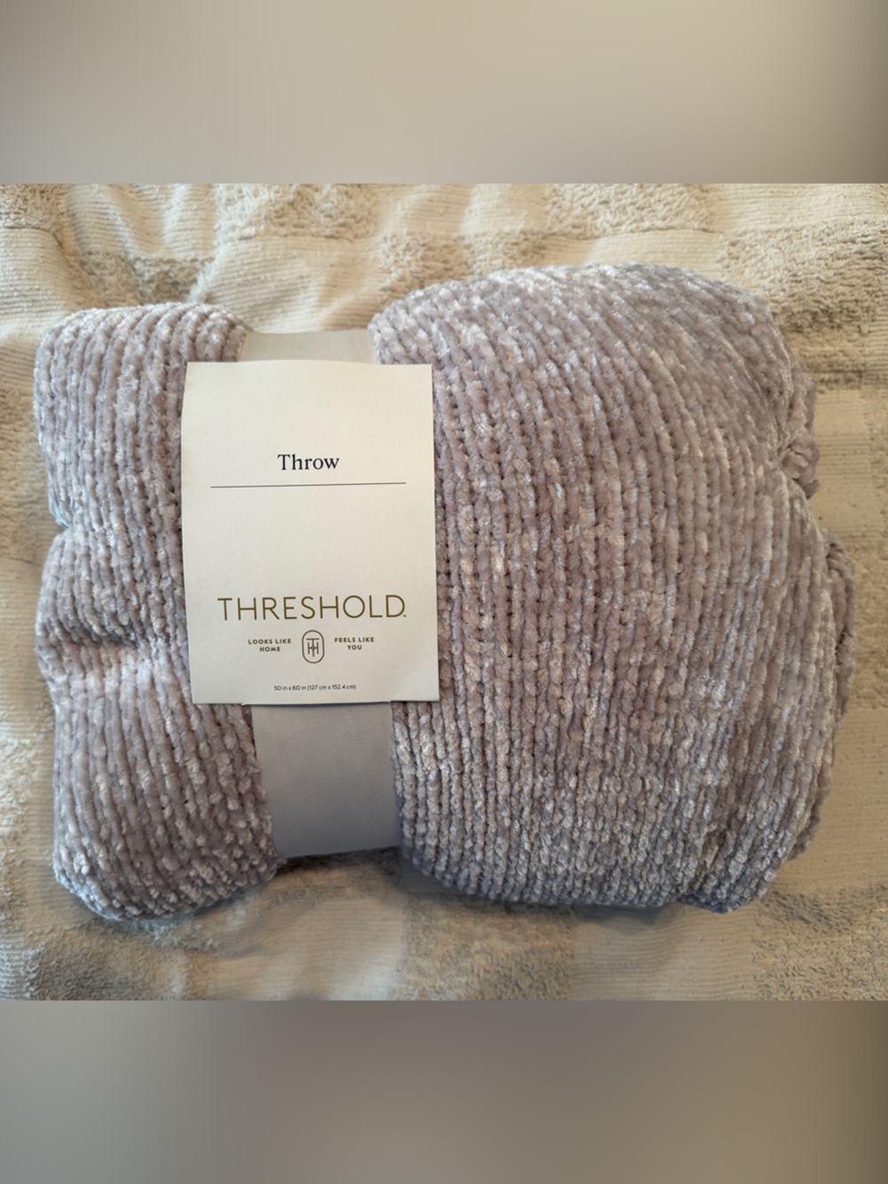 Threshold Plush Ribbed Throw Blanket - Gray